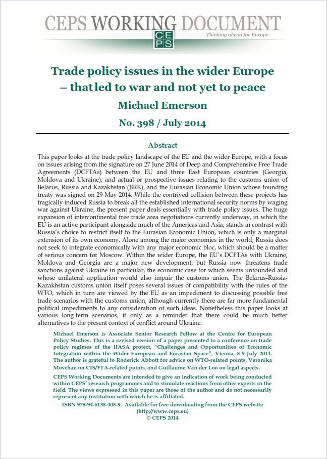Trade Policy Issues in the Wider Europe – That Led to War and Not Yet to Peace Book Cover