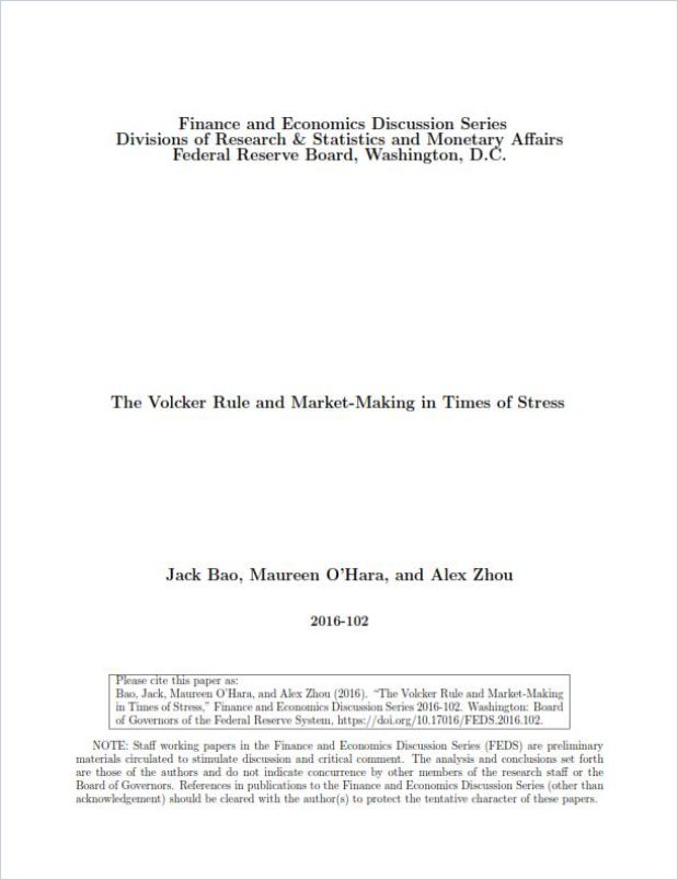 The Volcker Rule and Market-Making in Times of Stress Book Cover