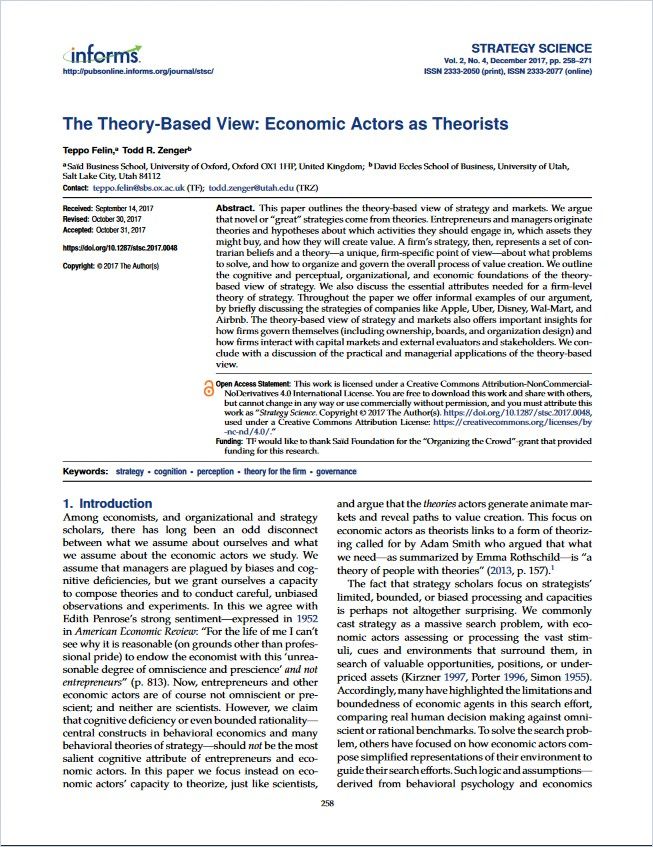 The Theory-Based View: Economic Actors as Theorists Book Cover