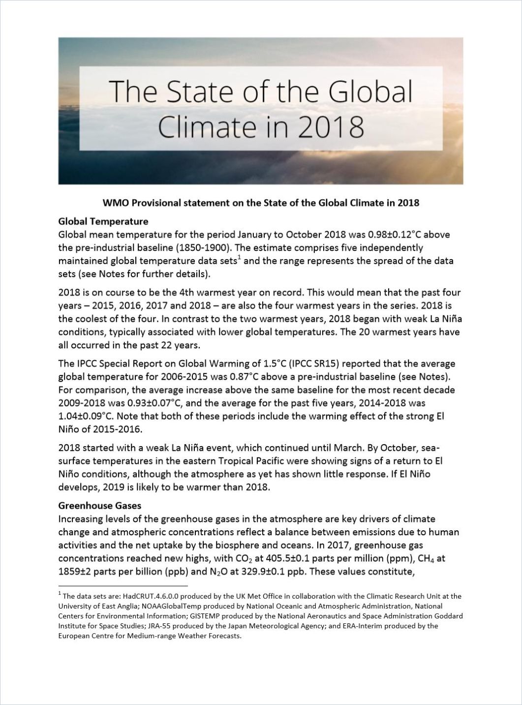 The State of the Global Climate in 2018 Book Cover