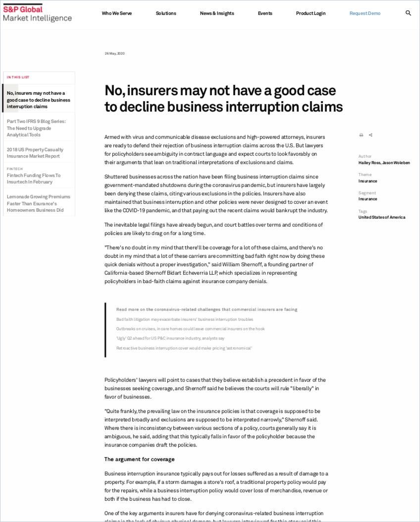 No, insurers may not have a good case to decline business interruption claims Book Cover