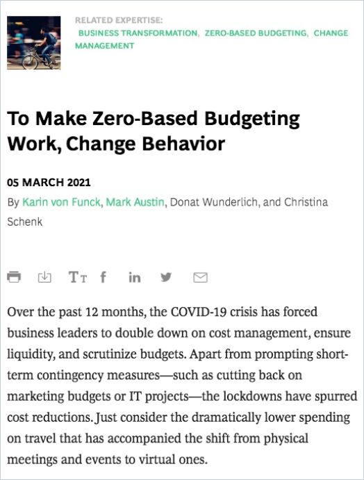 To Make Zero-Based Budgeting Work, Change Behavior Book Cover