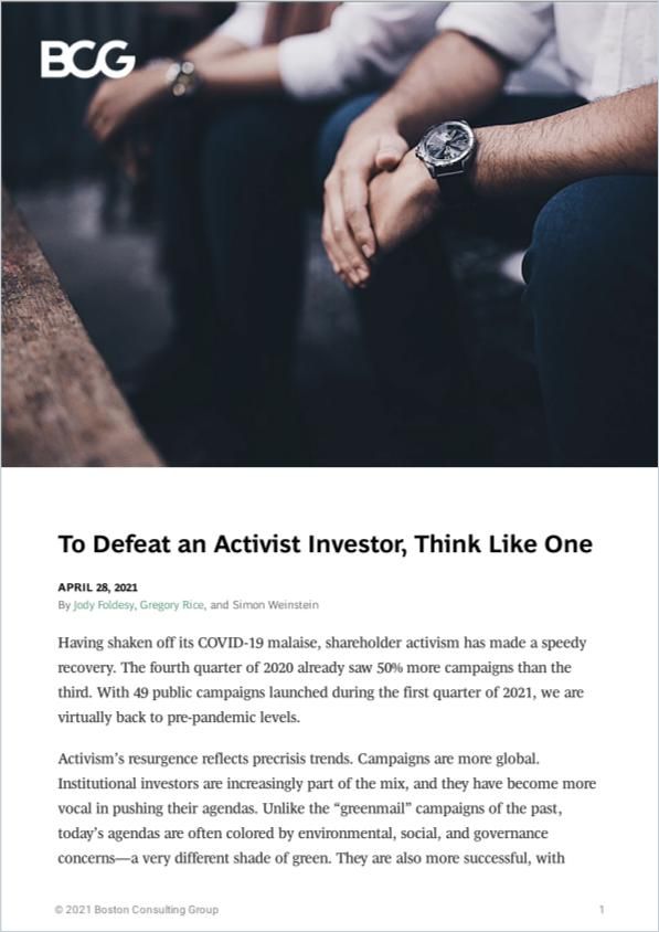To Defeat an Activist Investor, Think Like One Book Cover