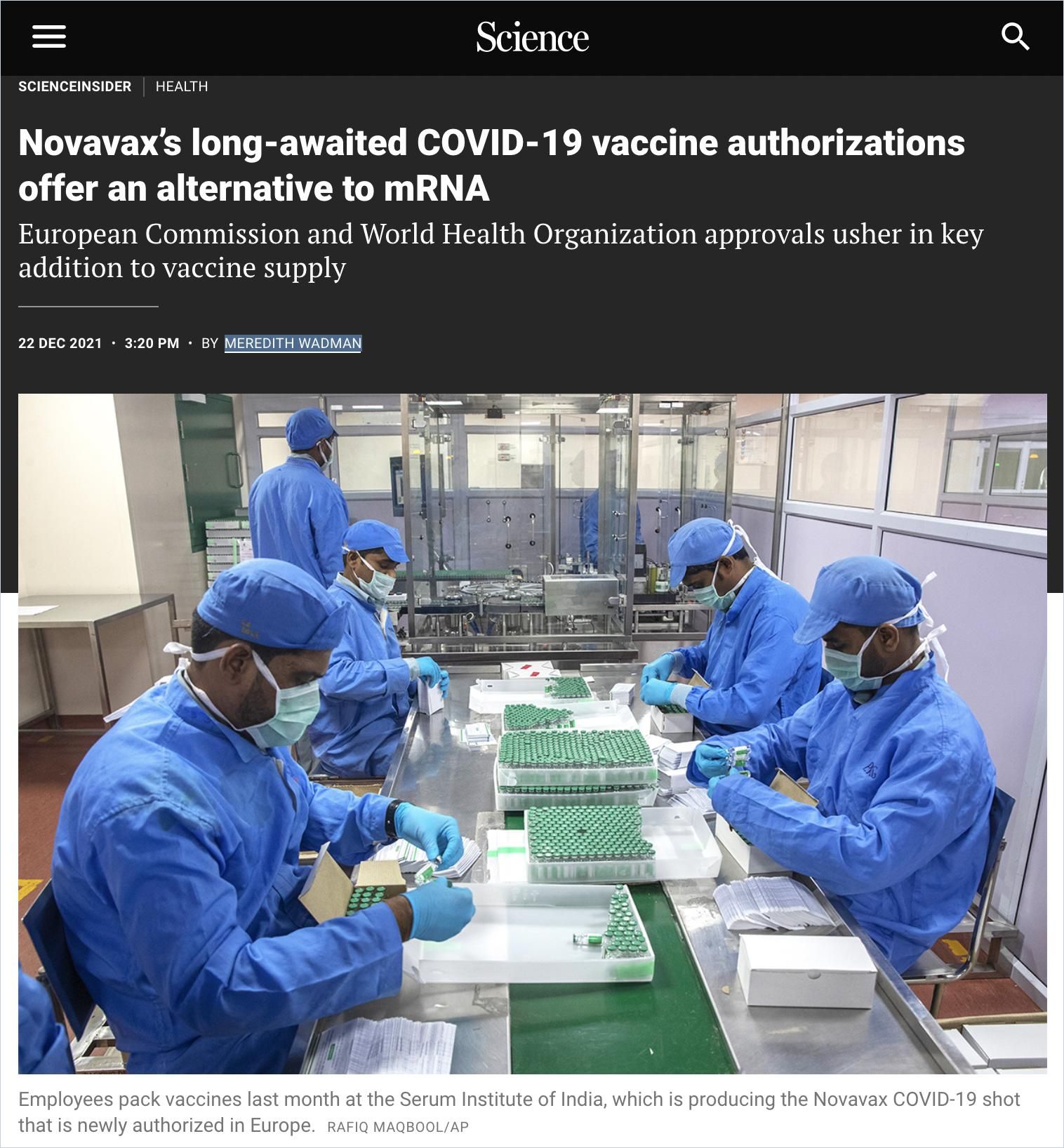 Novavax’s Long-Awaited COVID-19 Vaccine Authorizations Offer an Alternative to mRNA Book Cover