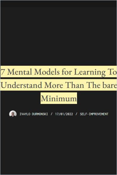 7 Mental Models for Learning to Understand More Than the Bare Minimum Book Cover